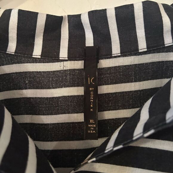 IC by Connie K Women’s Size XL Black and White Striped Button up Top - Picture 5 of 10